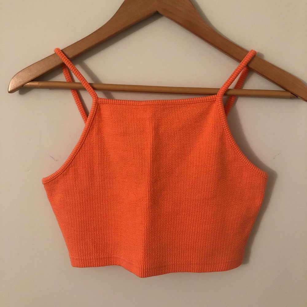 TopShop neon coral crop top